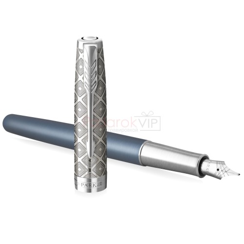 Ручка перьевая Parker Sonnet Premium F537, Metal Blue CT (Перо F)